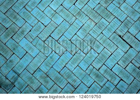 Abstract close up of a zigzag pattern blue brick ( The brick on floor or wall )