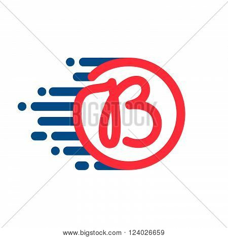 B Letter Logo In Circle With Speed Line.