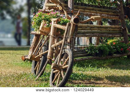 Flower outdoor Gardening ideas with bamboo bike
