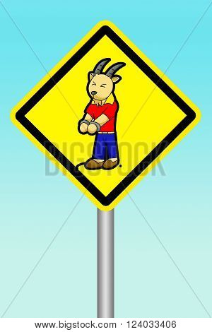 art yellow sign beware of scapegoat illustration