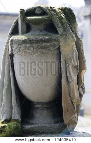 Detail of a grave in the cemetery of Montparnasse in Paris