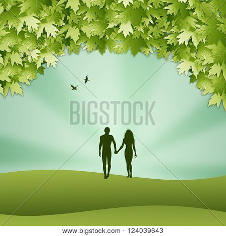 an illustration of Adam and Eve couple