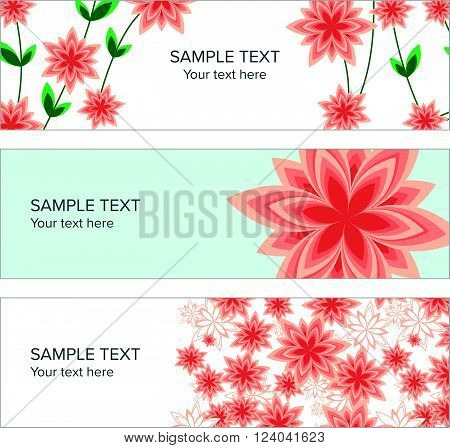 Floral banner with geometric peach flowers for beauty, spa, cosmetic and spring