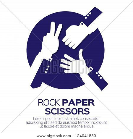 Rock Scissors Paper - Hand Game. Vector illustration