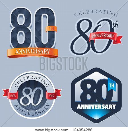 A Set of Symbols Representing a 80 Years Anniversary/Jubilee Celebration