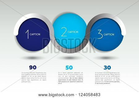 Infographic vector option banner with 3 steps. Color spheres, balls, bubbles. Infographic template.