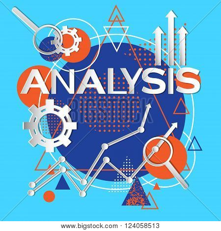 Analysis Concept Finance Infographic Magnifying Glass Abstract Background Vector Illustration