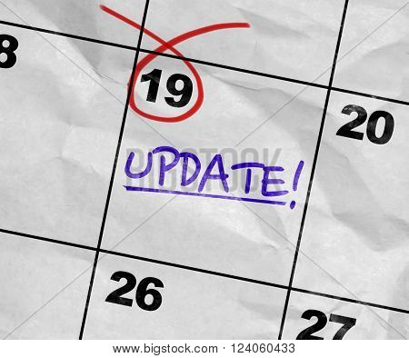 Concept image of a Calendar with the text: Update