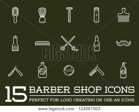 Set of Vector Barber Shop Elements and Shave Shop Icons Illustration can be used as Logo or Icon in premium quality.
