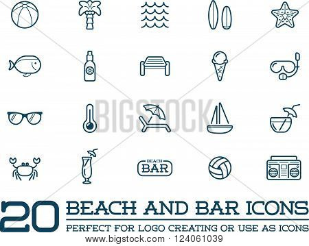 Set of Vector Beach Sea Bar Elements and Summer can be used as Logo or Icon in premium quality