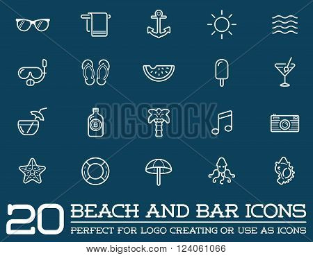 Set of Vector Beach Sea Bar Elements and Summer can be used as Logo or Icon in premium quality