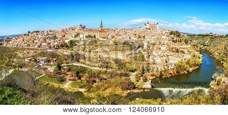 Panoramic View Of The Historic City Of Toledo With River Tajo, Spain