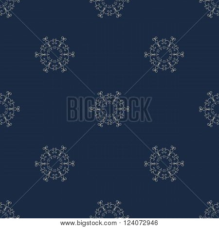 Vector seamless arabic pattern. Navy blue background.