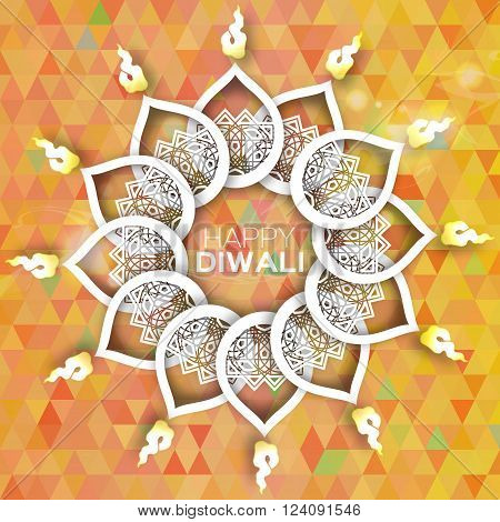 Decorative Paper Diwali Diya - Oil Lamp Design. Vector illustration - eps10
