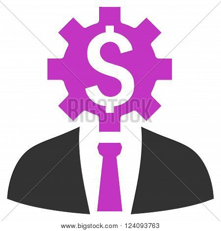 Office Worker vector icon. Style is flat symbol, violet color, white background.