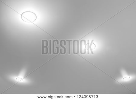 Recessed ceiling light close-up against a white ceiling