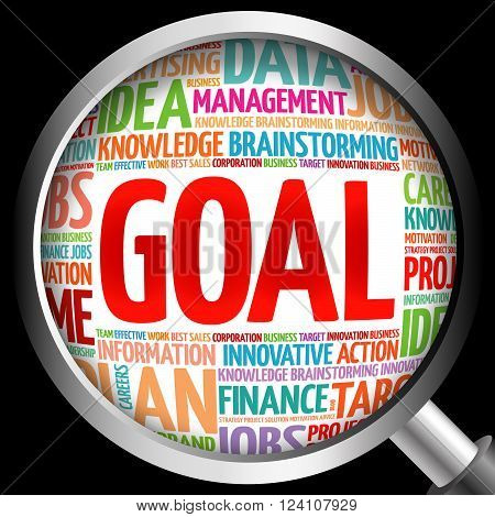 Goal Word Cloud With Magnifying Glass