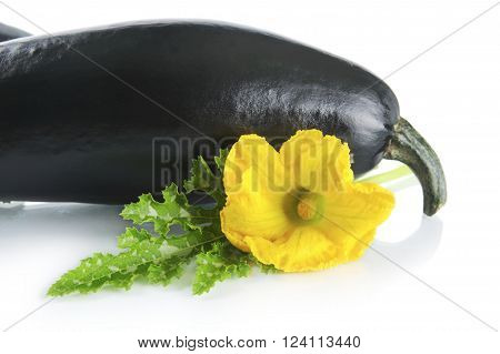 Courgette With Flower On White Background