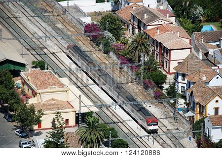 ALORA, SPAIN - JUNE 27, 2008 - Elevated view of the railway station Alora Malaga Province Andalusia Spain Western Europe, June 27, 2008.