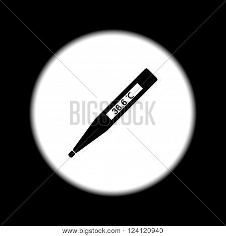 Vector icon of electronic thermometer with indication.