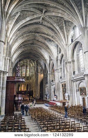 Bordeaux France - March 25 2016: 
Apse and altar of Cathedral of St. Andre.
Saint Andre is a gothic cathedral of Bordeaux capital of Aquitaine. France.