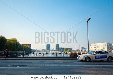 BERLIN, GERMANY- September 18: Tv tower or Fersehturm in Berlin on September 18, 2014. BERLIN, Germany.