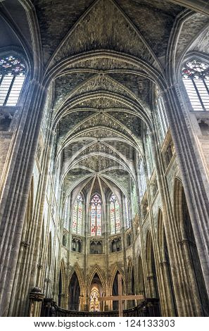 Bordeaux France - March 25 2016: 
Apse and altar of Cathedral of St. Andre.
Saint Andre is a gothic cathedral of Bordeaux capital of Aquitaine. France.