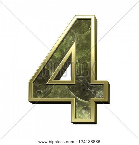 Number from alphabet set fractal isolated over white. 3D illustration.