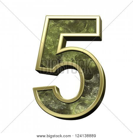 Number from alphabet set fractal isolated over white. 3D illustration.