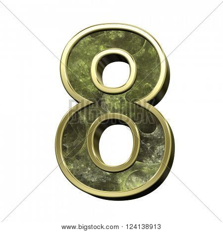 Number from alphabet set fractal isolated over white. 3D illustration.