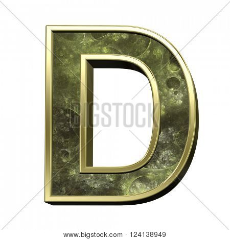 One letter from fractal alphabet set isolated over white. 3D illustration,