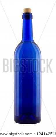 Wine bottle is isolated on white background. Vertically standing wine bottle. No label.