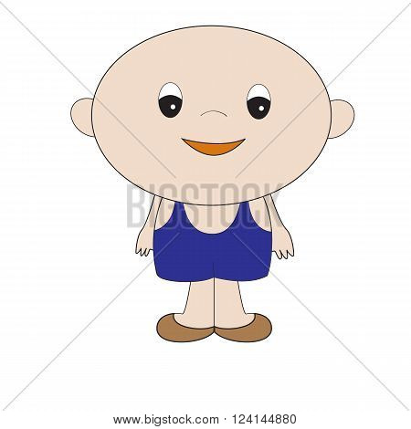little boy in blue overalls shorts with straps