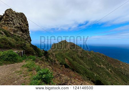 Beautiful mountain landscape on tropical island Tenerife, Canary in Spain. Breathtaking scenery from Anaga mountains.
