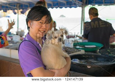 Thai Woman Shopping A Seafood In Market