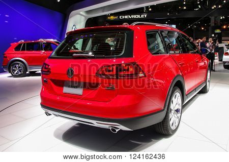 NEW YORK - MARCH 23: A Volkswagen Golf TSI at the 2016 New York International Auto Show during Press day,  public show is running from March 25th through April 3, 2016 in New York, NY.