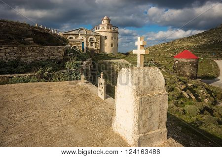 Small Church At  Side Of Road Near Isternia At Tinos