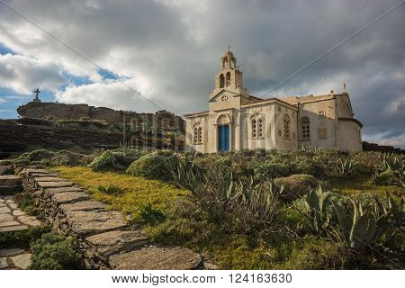 Small Church At  Side Of Road Near Isternia At Tinos