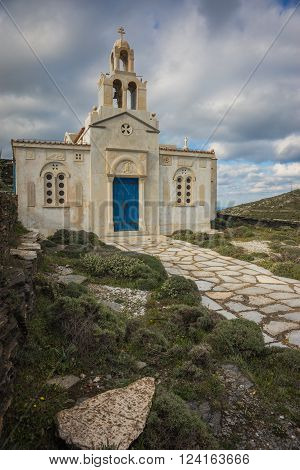 Small Church At  Side Of Road Near Isternia At Tinos