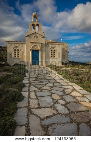 Small Church At  Side Of Road Near Isternia At Tinos