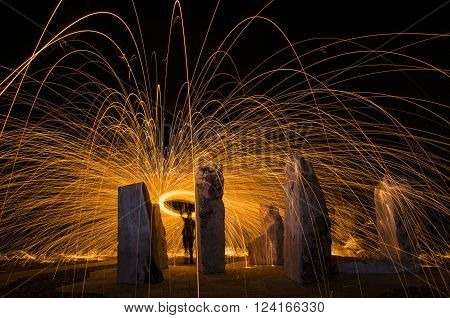 burning steel wool long exposed to light and spark lines
** Note: Visible grain at 100%, best at smaller sizes
