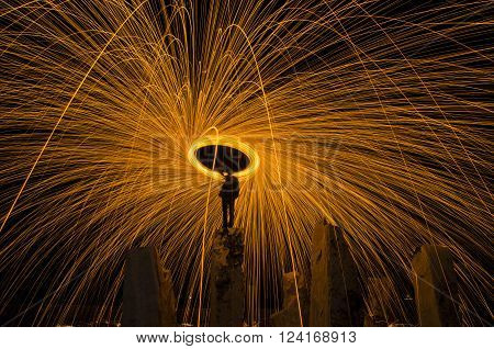 burning steel wool long exposed to light and spark lines
** Note: Visible grain at 100%, best at smaller sizes