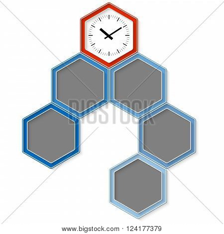 Six colored hexagons for your text and watches
