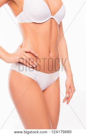 Close Up Portrait Of Fit Slim Woman's Body With Hand On Hip