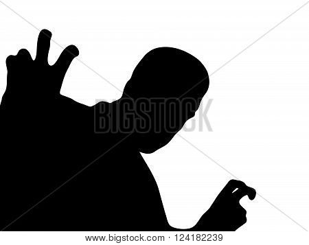 The silhouette of a man shows the air quotes