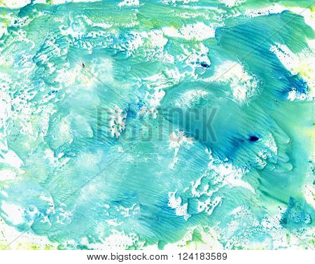Abstract Watercolor Colorful Texture Art Background. Monotype effect of paint and paper. Paint texture background. Splatter Paint Splash background textures. Made by gouache and watercolor paint.