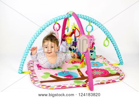 Baby Girl Palying In An Activity Gym