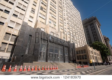 Rio de Janeiro, Brazil - March 21, 2016: Main building of the Regional Labour Court (Tribunal Regional do Trabalho) of the 1st. Region.
