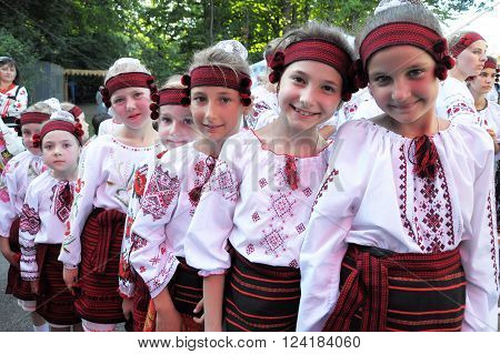 Monastyryska - Ternopil -UKRAINA - August 6 2011. In a traditional annual festival of Lemko culture ethnic Ukrainian guppy is happening in Monastyryska.