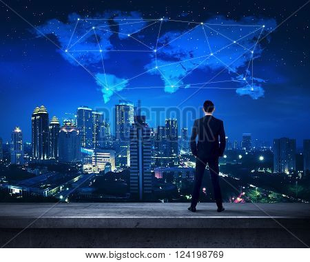 Asian Business Person Standing On The Rooftop